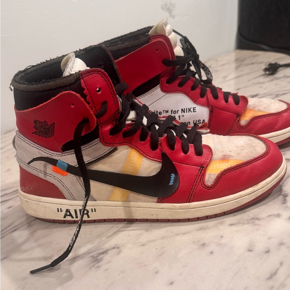 Off-White Red and White Athletic Shorts